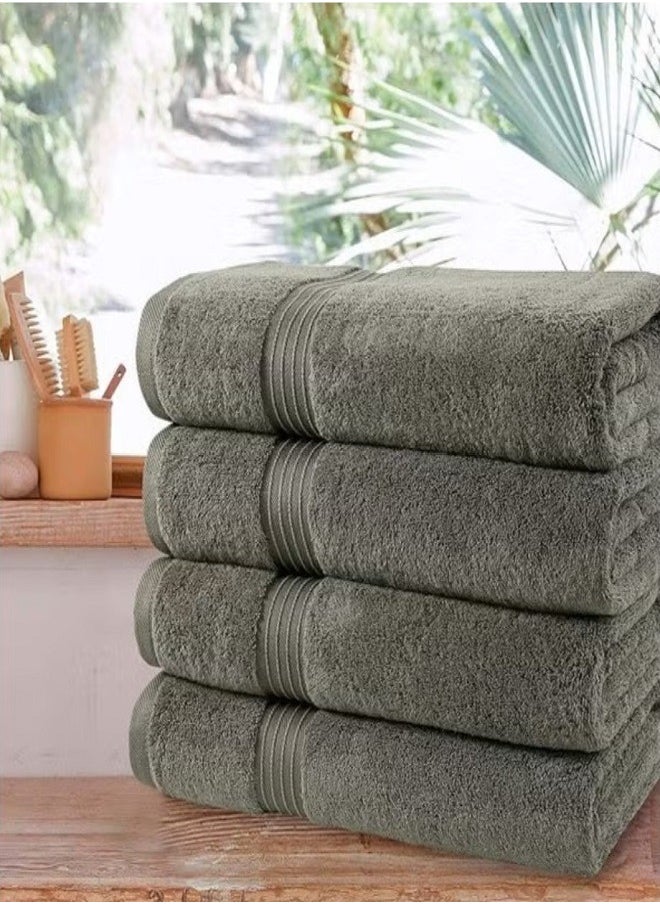 Luxury Bath Towels Large - Circlet Egyptian Cotton | Highly Absorbent Hotel spa Collection Bathroom Towel 70*140cm Green, (Pack of 6 Towel)