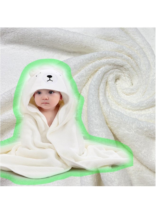 Hooded Baby Towel for Newborn, 2 Pack Soft Bath Towels for Babie, and Infant, Stuff Towels for Boy and Girl Toddler Essentials (Gray Bear, White Bear)