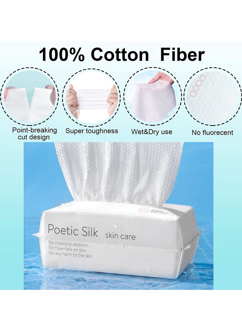 Disposable Face Towel Facial Cotton Tissue for Sensitive Skin Unscented and Ultra Soft Face Wipes Cotton Dry Baby Wipes Make Up Remover Wipes 2 PACK