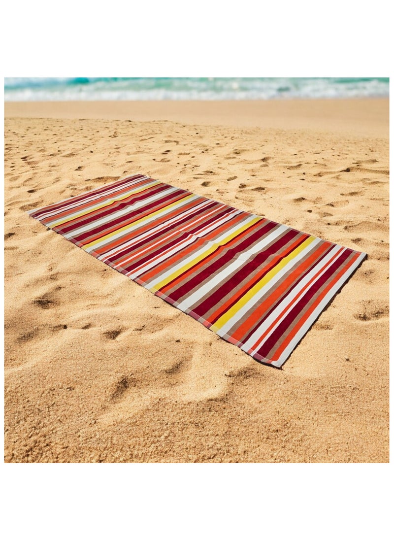 Kassino Premium Striped Oversized Beach Towels (90 x 180cm) - 100% Cotton, Soft & Quick-Dry, Double Stitched for Durability, Perfect towels for Beach and Pool (1PC) (1, Orange Stripes)