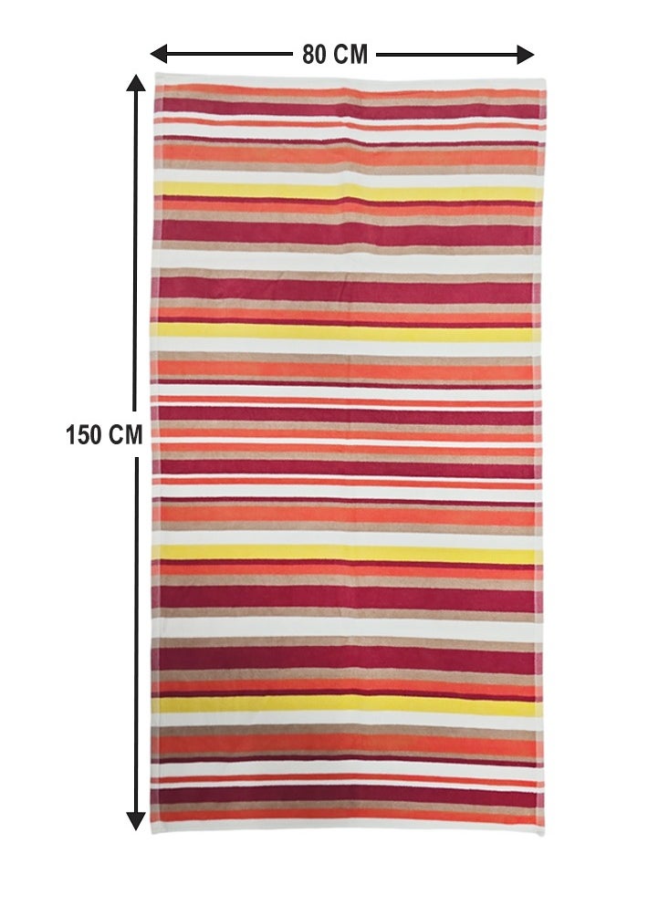 Kassino Premium Striped Large Beach Towels (80 x 150 cm) - 100% Cotton, Soft & Quick-Dry, Double Stitched for Durability, Perfect towels for Beach, Pool, and Travel (2PCS) (2, Orange Stripes)