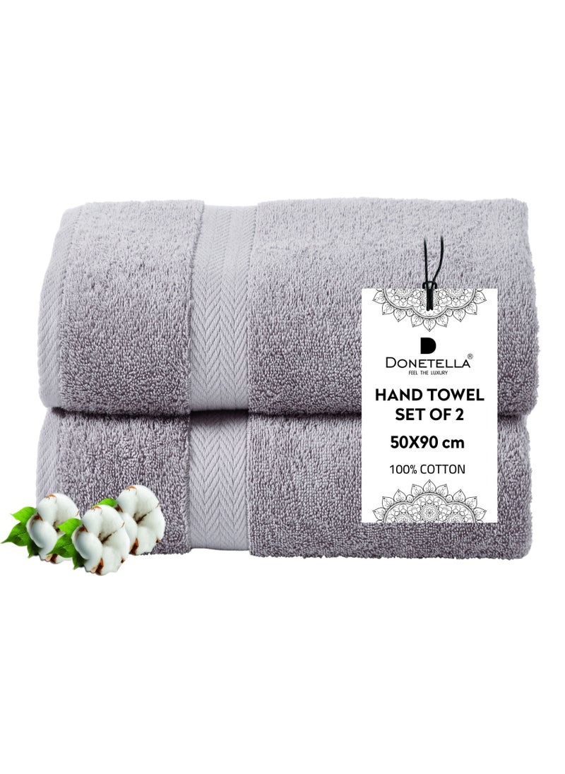 Premium 100 % Combed Cotton 2-Pcs Hand Towel Set  (50 X  90 CM) 600 GSM Super Soft Hand Towel, Highly Absorbent, Quick Dry,Best Towel for Bathroom, Spa And Hotel,Violet Ice