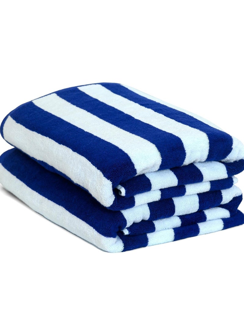 Oversized Beach Towels- Extra Large 100% Organic Cotton Summer Pool Cabana Stripe, Highly Absorbent & Soft Towel Set (70x152 cm)