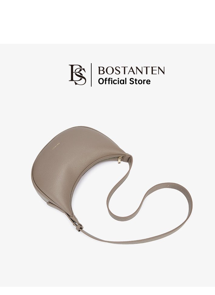 Bostanten 3-in-1 Moon Bag | Convertible Crossbody, Shoulder & Handbag | Premium Vegan Leather | Apricot Color | Stylish & Versatile for Everyday Use