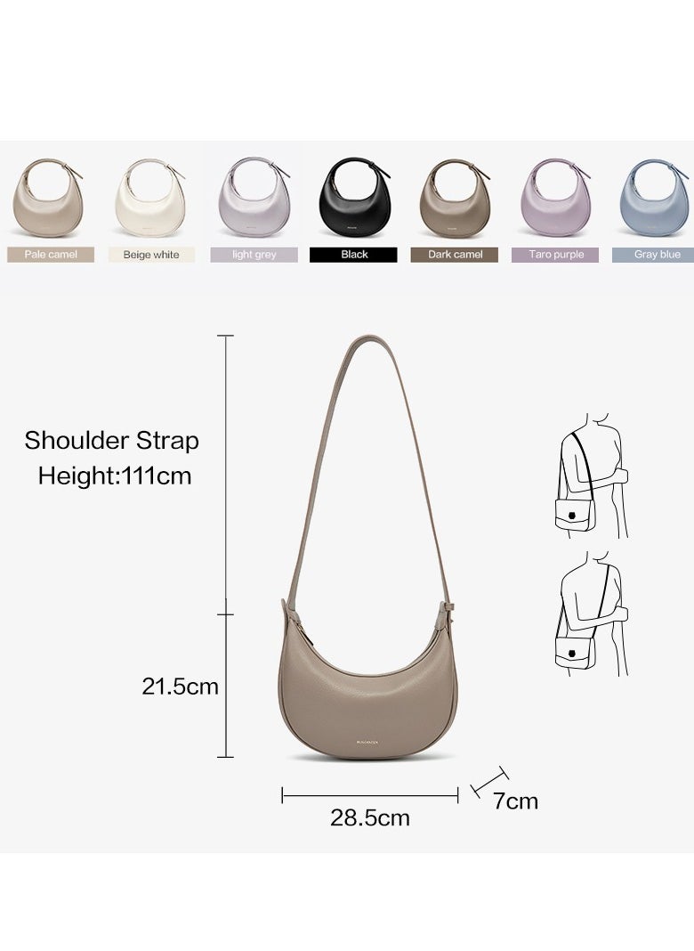 Bostanten 3-in-1 Moon Bag | Convertible Crossbody, Shoulder & Handbag | Premium Vegan Leather | Apricot Color | Stylish & Versatile for Everyday Use