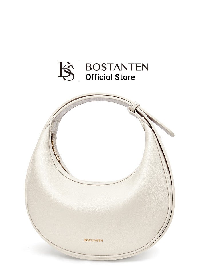 Bostanten 3-in-1 Moon Bag | Convertible Crossbody, Shoulder & Handbag | Premium Vegan Leather | White Color | Stylish & Versatile for Everyday Use