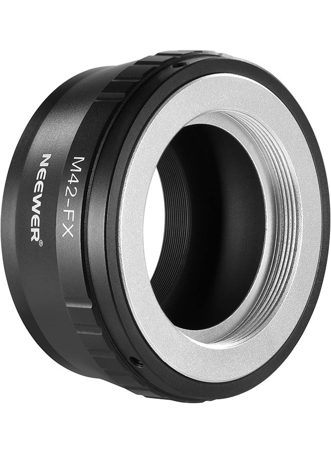 NEEWER M42 to Fuji X Lens Mount Adapter Compatible with M42 Lens to Fujifilm X Series Mirrorless Camera X-T2 X-T3 X-T5 X-T20 X-Pro3 X-Pro2 etc, Matte Black Interior, Manual Focus Only, M42-FX