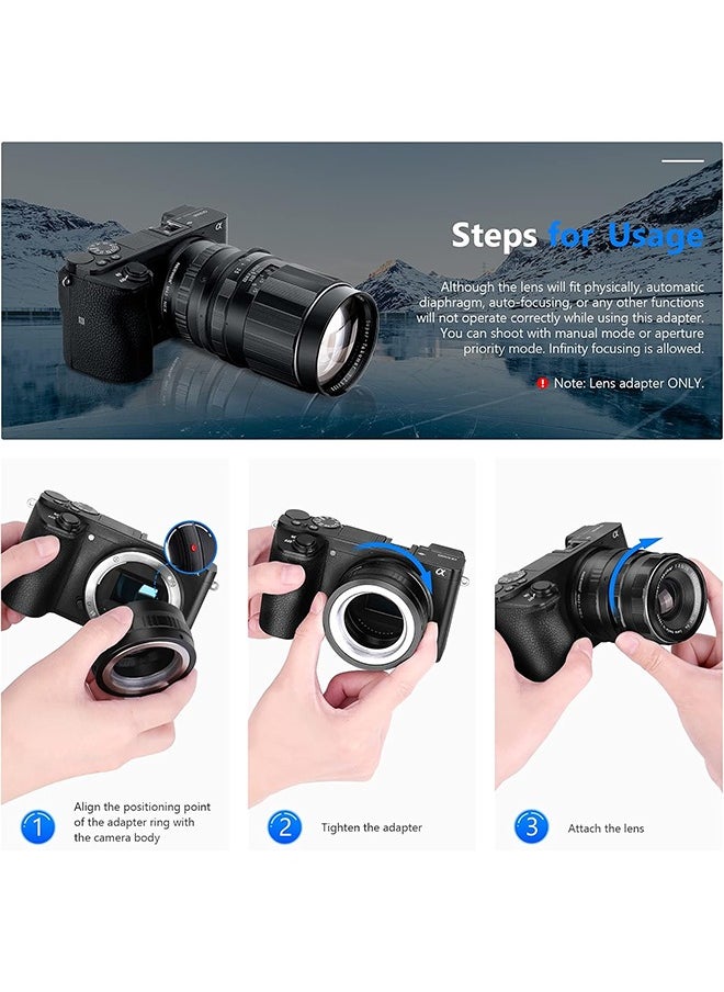 Neewer Lens Mount Adapter for M42 Lens to Sony NEX E-Mount Camera,fits Sony A7 A7S/A7SII A7R/A7RII A7II A3000 A6000 A6300 NEX-3 NEX-3C NEX-5 NEX-5C NEX-5N NEX-5R NEX-6 NEX-7 NEX-VG10/20