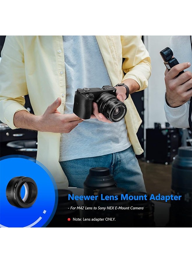 Neewer Lens Mount Adapter for M42 Lens to Sony NEX E-Mount Camera,fits Sony A7 A7S/A7SII A7R/A7RII A7II A3000 A6000 A6300 NEX-3 NEX-3C NEX-5 NEX-5C NEX-5N NEX-5R NEX-6 NEX-7 NEX-VG10/20