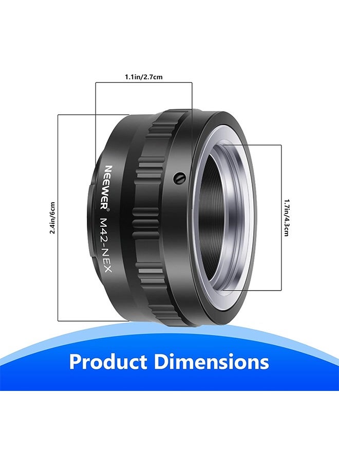 Neewer Lens Mount Adapter for M42 Lens to Sony NEX E-Mount Camera,fits Sony A7 A7S/A7SII A7R/A7RII A7II A3000 A6000 A6300 NEX-3 NEX-3C NEX-5 NEX-5C NEX-5N NEX-5R NEX-6 NEX-7 NEX-VG10/20