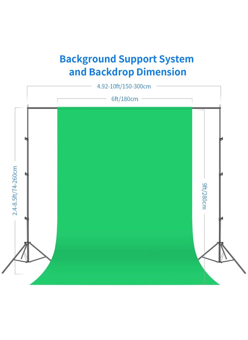 NEEWER Photo Studio Set with Background Photography: 8.5 ft x 10 ft Background System, 800 W Equivalent 5700 K LED Screen and Softbox, Studio Light with Green Screen Backgrounds for Portrait Product