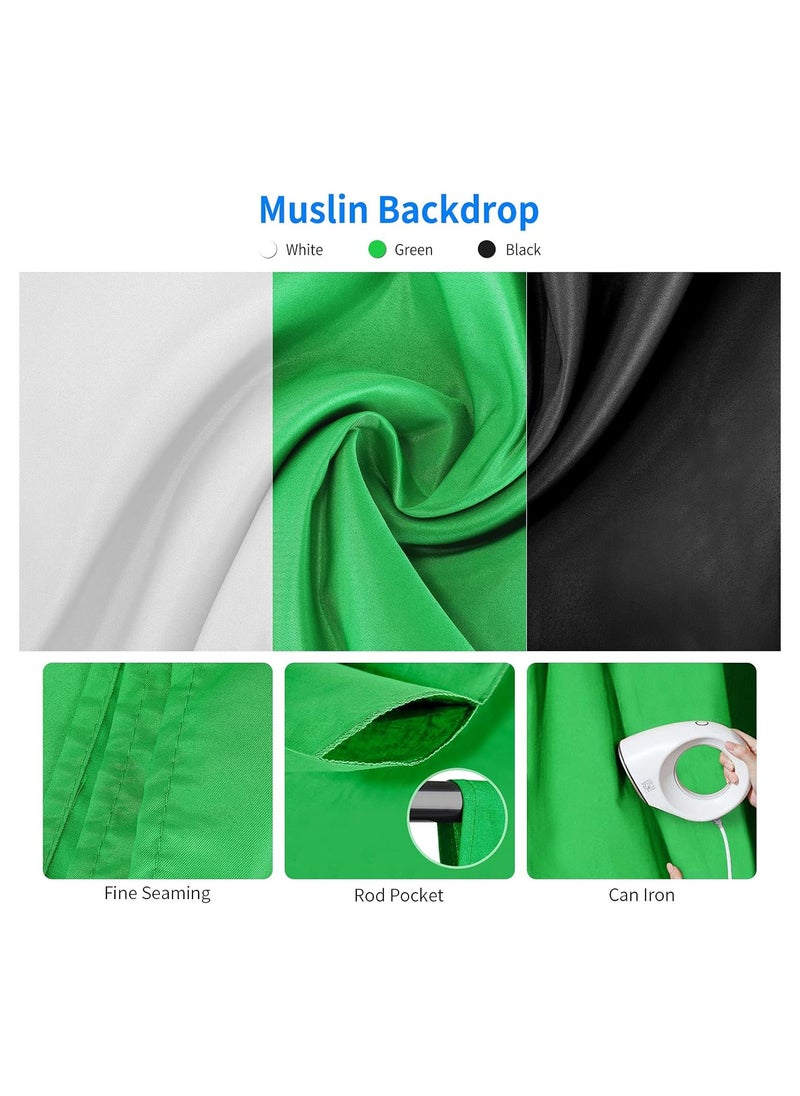 NEEWER Photo Studio Set with Background Photography: 8.5 ft x 10 ft Background System, 800 W Equivalent 5700 K LED Screen and Softbox, Studio Light with Green Screen Backgrounds for Portrait Product