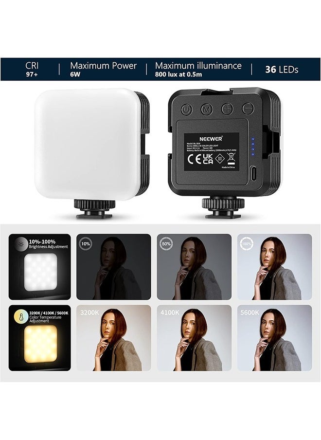NEEWER LED Video Light,Portable Bi-Color 3200K~5600K Dimming Lights for Cameras, CRI 97+, 8 Scene Modes, 2000mAh Rechargeable Battery for Gaming/YouTube/Vlog/Photography - NL-36AI