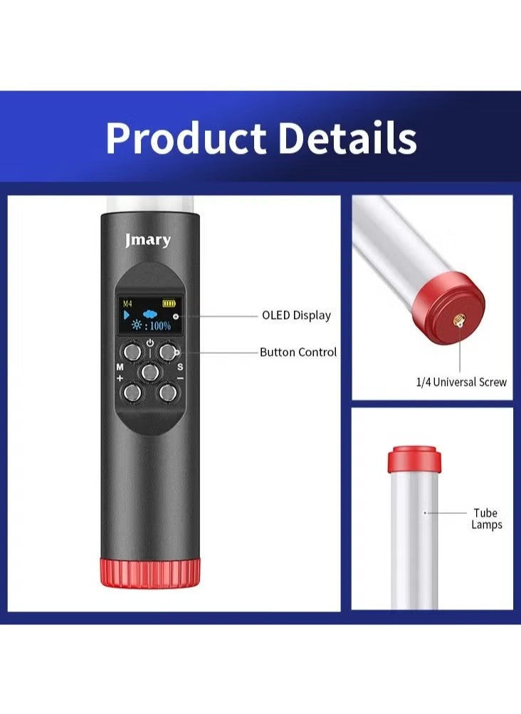 Handheld RGB Tube LED Video Light With Lighting Effects Built-in Battery For Vlog Live Streaming Product Portrait Photography