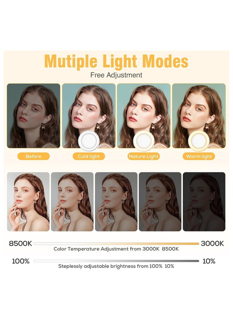 Rechargeable Ring Light with 3 Light Modes and 60 Adjustable LEDs, Portable Clip-On Design for Phones, iPads, Laptops - Perfect for Zoom Meetings, Makeup, Photography, and Vlogging.