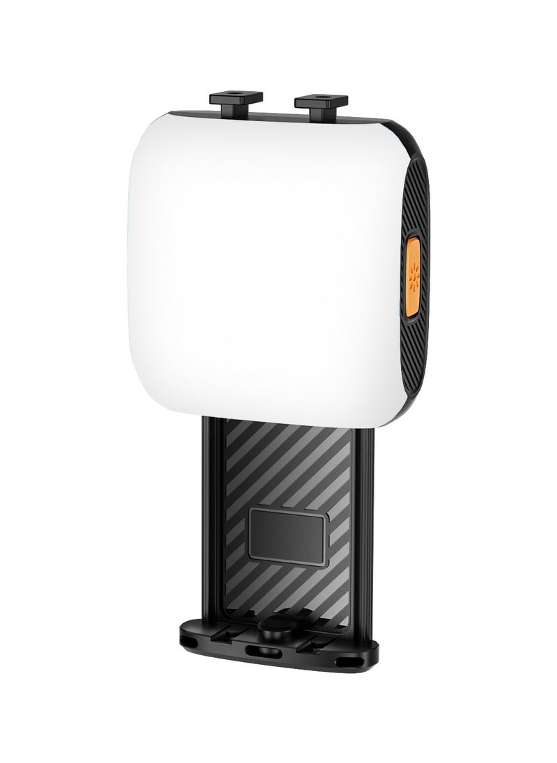 Clip-On Fill Light with Tripod Mount / Wide Compatibility / 3 Color Temperature / White Yellow and RGB Lights / Wide Compatibility/ Selfie Phone Light - Black