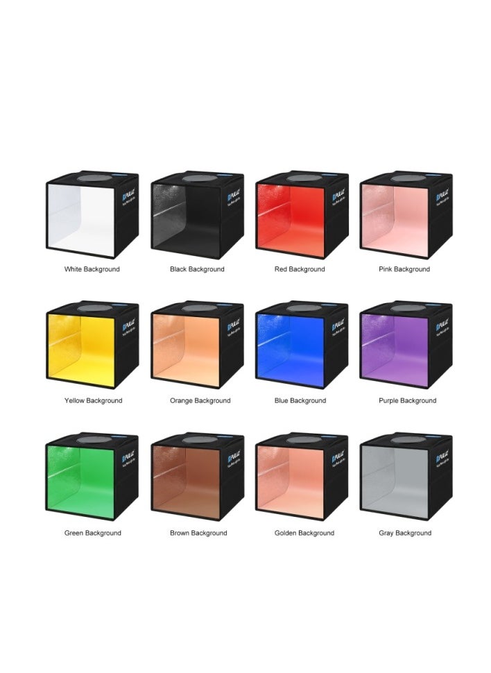 PULUZ 25 CM FOLDING HIGH 97 CRI RING LIGHT PHOTO LIGHTING STUDIO SHOOTING TENT BOX KIT WITH 6 COLORS BACKDROPS BLACK PU5025B