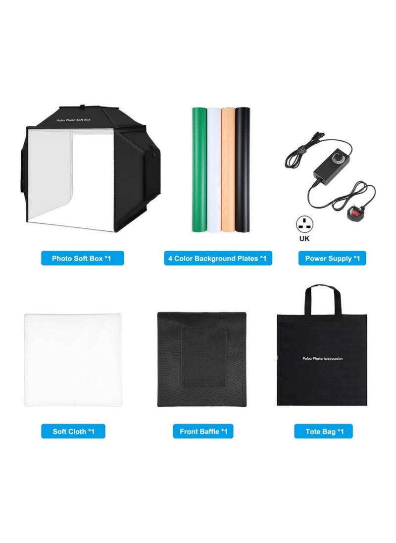 PULUZ 40cm Folding Portable 30W 5500K White Light Photo Lighting Studio Shooting Tent Box Kit with 6 Colors Backdrops (Black, Orange, White, Red, Green, Blue), Size: 40cm x 40cm x 40cm
