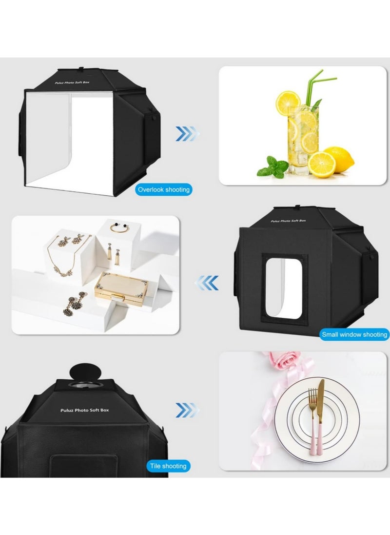 PULUZ 40cm Folding Portable 30W 5500K White Light Photo Lighting Studio Shooting Tent Box Kit with 6 Colors Backdrops (Black, Orange, White, Red, Green, Blue), Size: 40cm x 40cm x 40cm