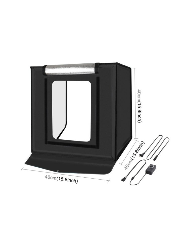 PULUZ 40cm Folding Portable 40 x 40 x 40 cm Light Tent LED 5500K Mini 60W Photography Studio Tent Kit with 6 Removable Backdrop (Black Orange White Green Blue Red)