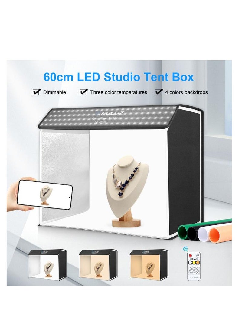 PULUZ Photo Studio Light Box Portable 60 x 40cm Cuboid Photography Studio Tent Kit with 4 Color Backdrops (UK Plug)
