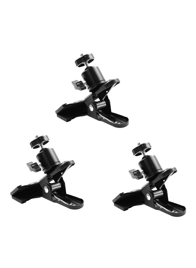 3 Piece Camera Clip Clamp Flash Reflector Holder Black