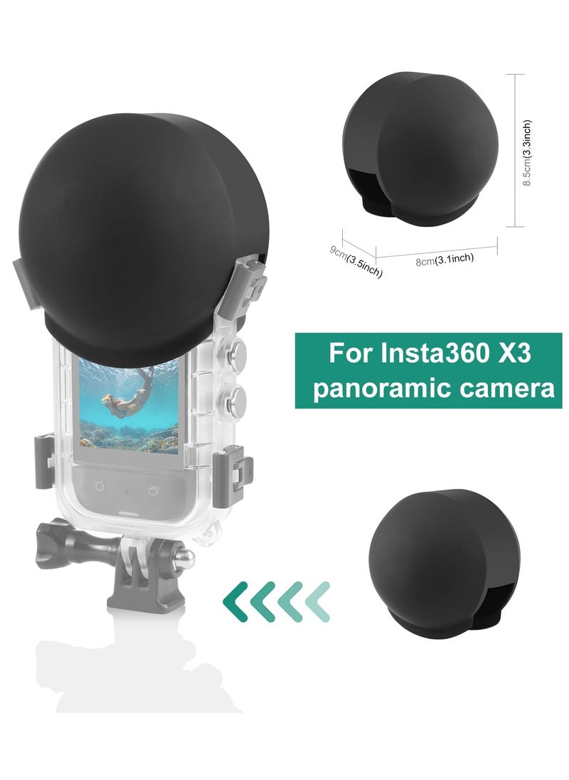 Lens Cap Compatible with Insta360 X3 Camera, Invisible Dive Case Lens Guard Silicone Protective Cover Anti-Scratch Lens Protector Case Accessories (Black)
