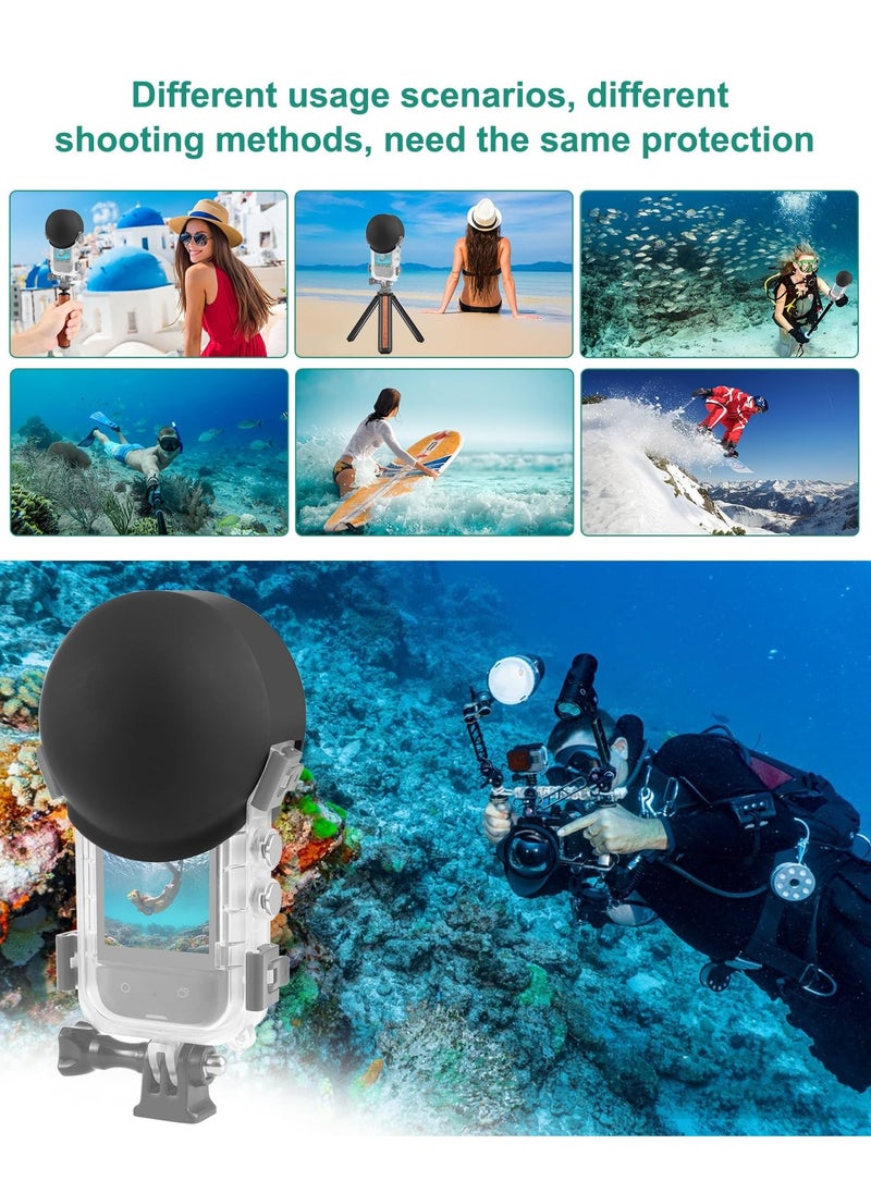 Lens Cap Compatible with Insta360 X3 Camera, Invisible Dive Case Lens Guard Silicone Protective Cover Anti-Scratch Lens Protector Case Accessories (Black)