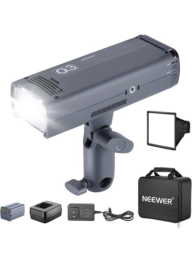 NEEWER Q3 200Ws 2.4G TTL Flash (2nd Version), 1/8000 HSS GN58 Strobe Light Portable Photography Monolight with Softbox Diffuser/3200mAh Lithium Battery/500 Full Power Pops/Recycle in 0.01-1.8s