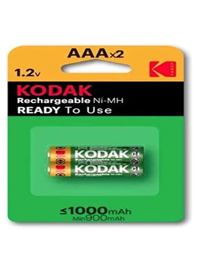 Rechargeable NiMH AAA battery 1000mAh,Pack of 2