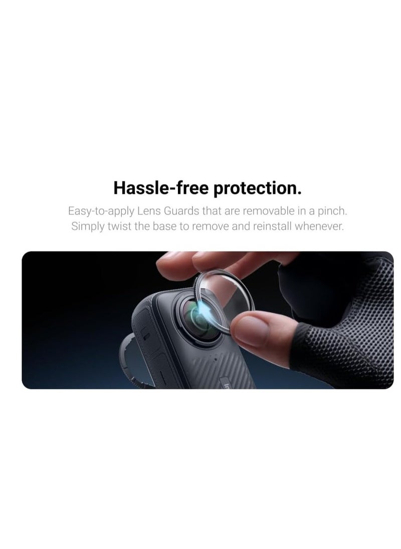 2 pcs lens guard protective cover insta360 x4 lens cap standard removable lens guards sports camera rotating optical tempered glass pc protective mirror lens for insta360 x4 accessories