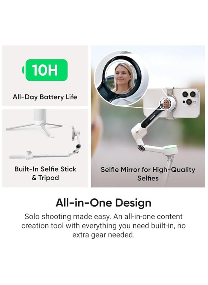 FLOW 2 PRO | Standard Bundle | Ultimate AI Tracking Gimbal Stabilizer. Achieve smooth, pro-level shots with advanced AI tracking and sleek design. Perfect for creators on the go! – Stone Grey