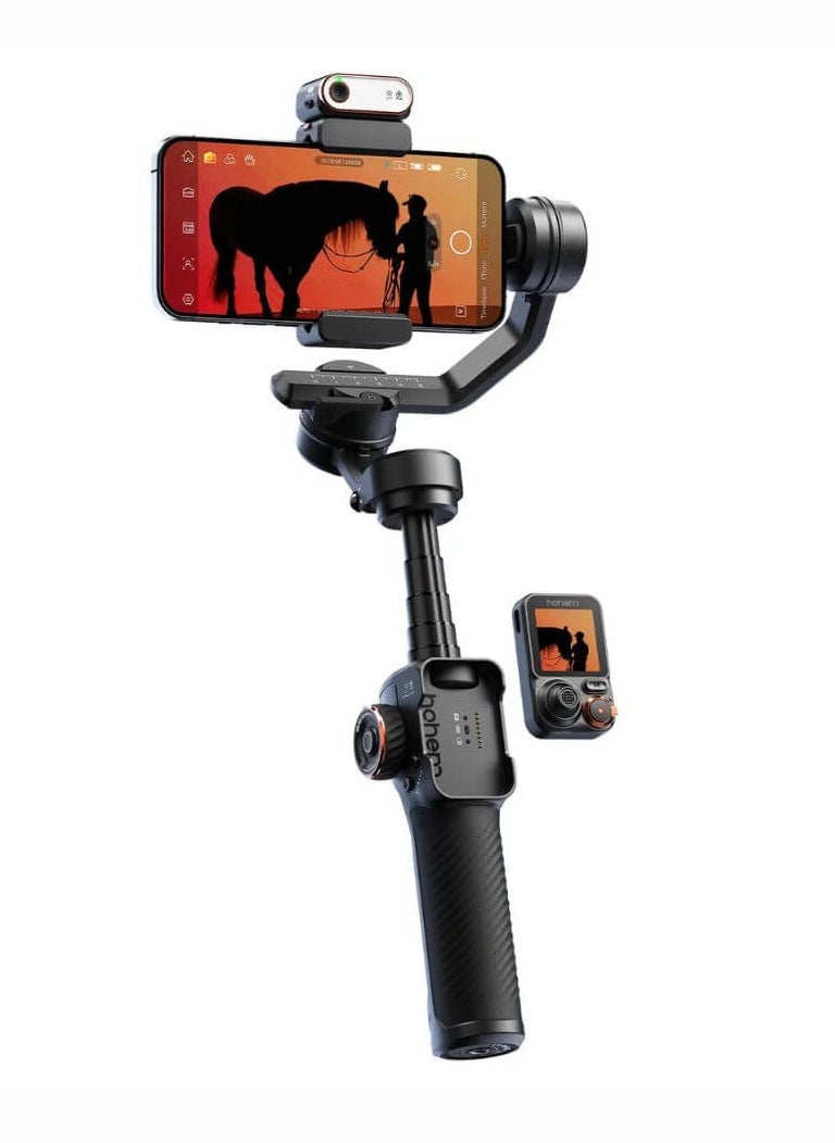 Hohem iSteady M7 Gimbal Stabilizer for Smartphone, Magnetic AI Tracker Fill Light, Detachable Touchscreen Remote Controller, Built-in Extension Rod, 500g Payload Gimbal Stabilizer for iPhone Android
