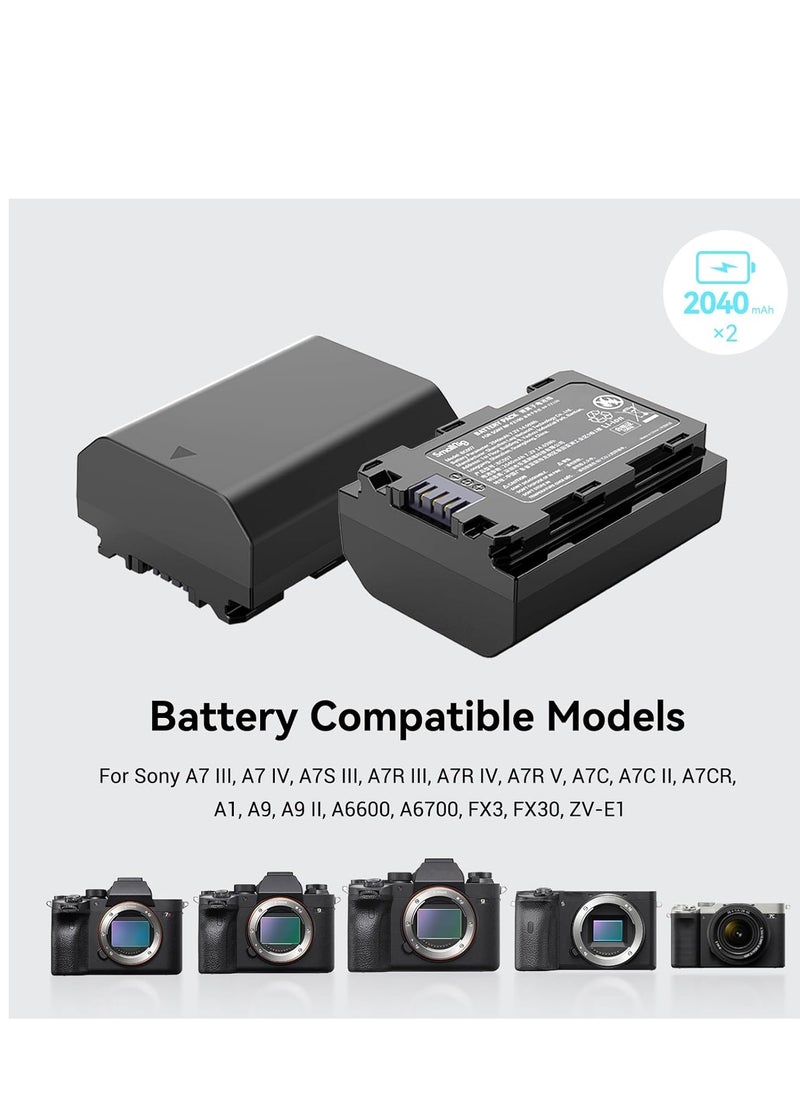 SmallRig NP-FZ100 Camera Battery Charger for Sony A7 IV, A7R V, A7S III, Dual Slot NP-FZ100 Battery Charger for A7R IV, A7R III, A7C, FX3, FX30, A6600, A6700, ZV-E1, A1, A9-3824B