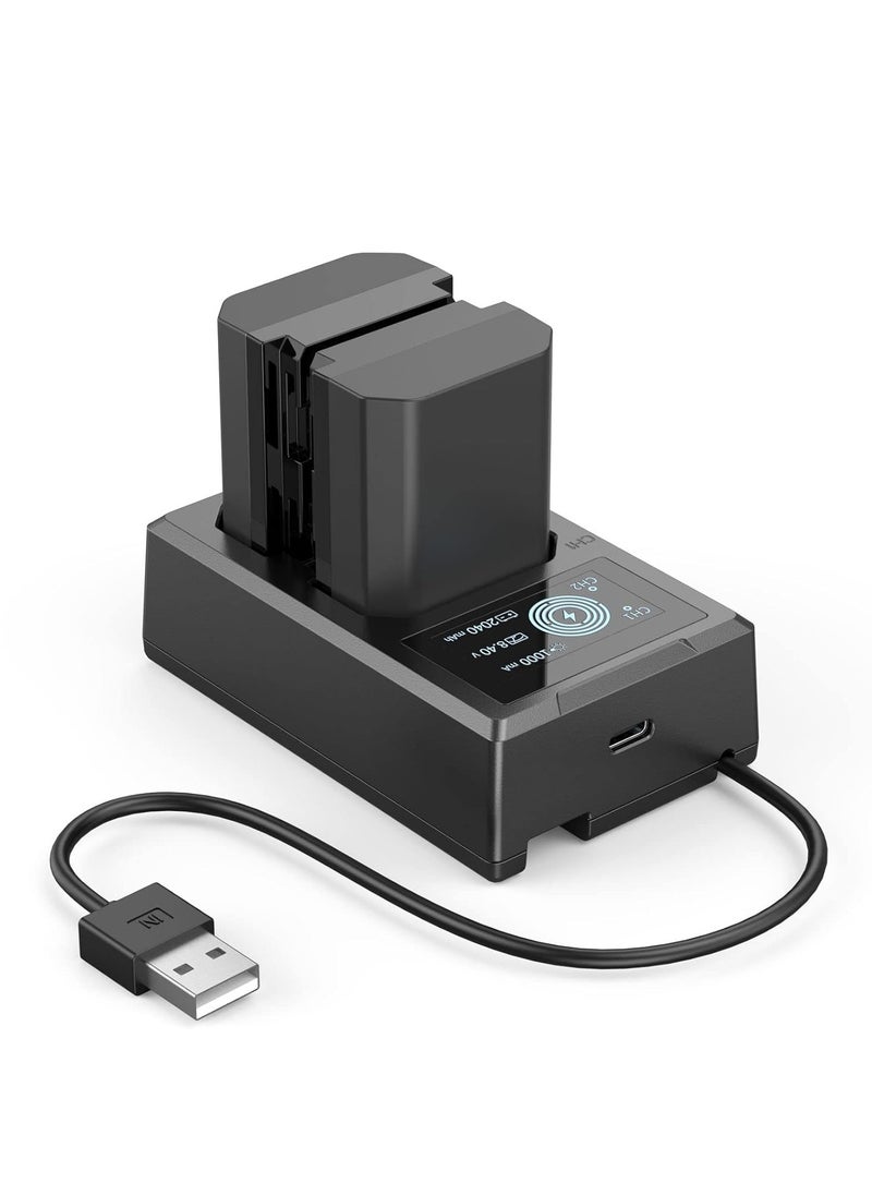 SmallRig NP-FZ100 Camera Battery Charger for Sony A7 IV, A7R V, A7S III, Dual Slot NP-FZ100 Battery Charger for A7R IV, A7R III, A7C, FX3, FX30, A6600, A6700, ZV-E1, A1, A9-3824B