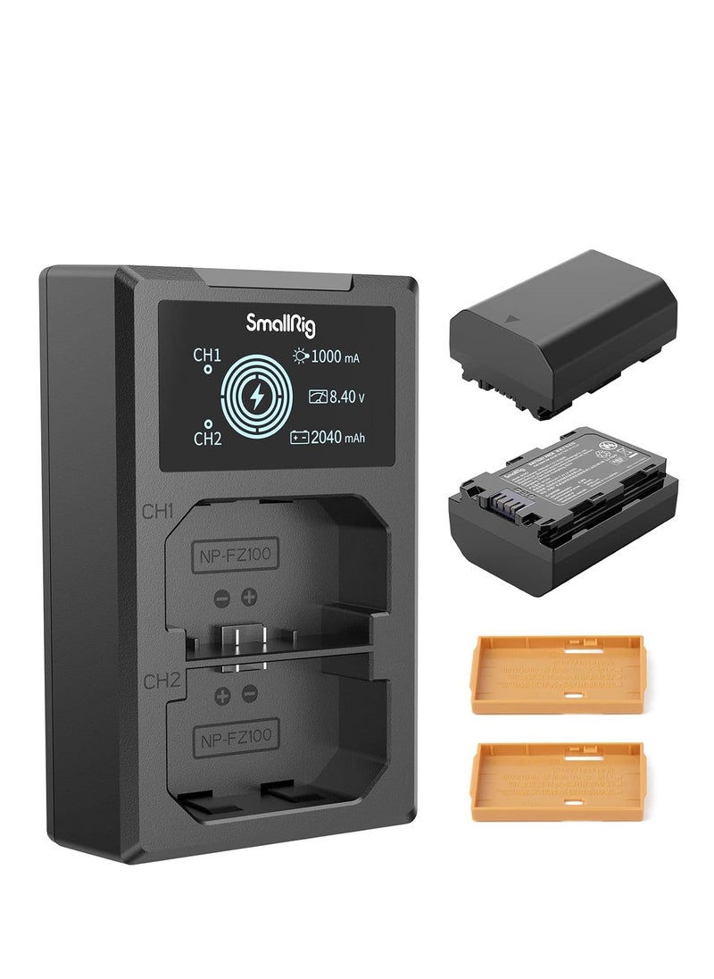 SmallRig NP-FZ100 Camera Battery Charger for Sony A7 IV, A7R V, A7S III, Dual Slot NP-FZ100 Battery Charger for A7R IV, A7R III, A7C, FX3, FX30, A6600, A6700, ZV-E1, A1, A9-3824B