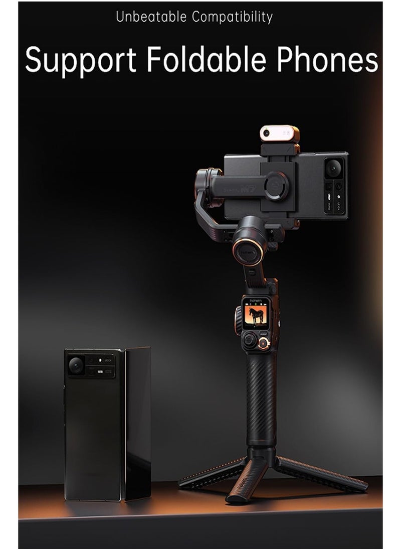 Hohem M7 - Handheld Mobile Gimbal with AI Trackers, Fill Light, Extension Pole and Detachable Touch Screen Remote