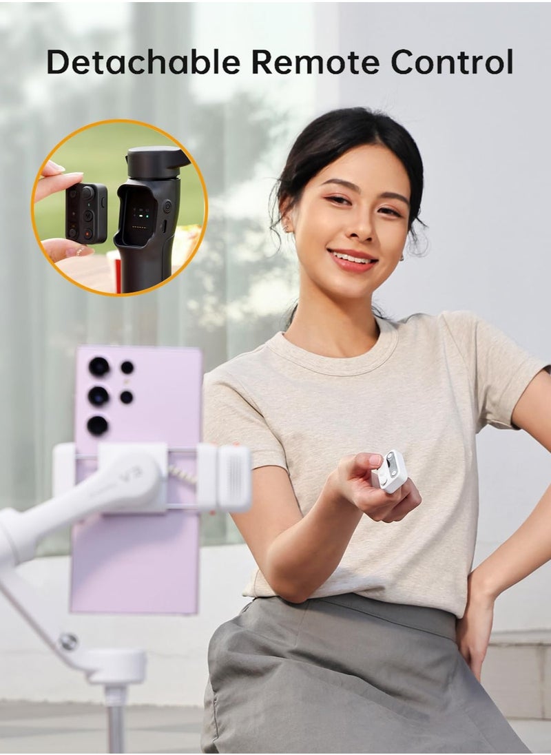 hohem Gimbal Stabilizer for Smartphone iSteady V3,Portable Phone Stabilizers with Al Tracker Detachable Remote Control Built-in Extension Rod