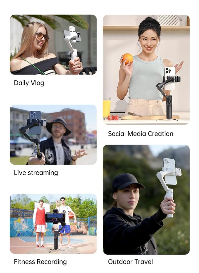 hohem Gimbal Stabilizer for Smartphone iSteady V3,Portable Phone Stabilizers with Al Tracker Detachable Remote Control Built-in Extension Rod