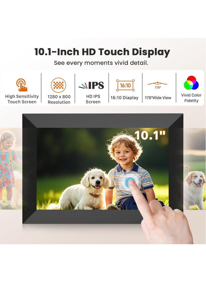 10.1 Inch WiFi Digital Picture Frame 1280x800 HD IPS Touch Screen, Electronic Smart Photo Frame with 32GB Storage, Auto-Rotate, Instantly Share Photos/Videos via Uhale App from Anywhere