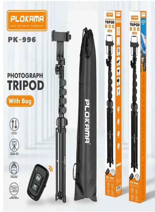 PLOKAMA PK-996 Photograph Tripod 170CM Stable and Unshakable, Height Adjust，Multiple device usage