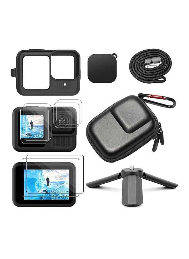 Accessories Kit for Go Pro 13 Silicone Protective Case with Lens Cap Mini Storage Bag Case Screen Protector  Mini Tripod + Battery Side Cover&Lanyard