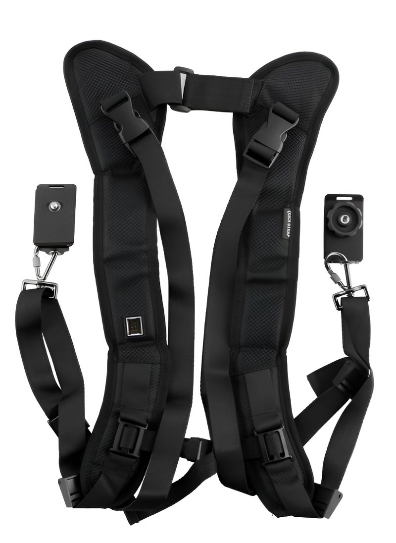 Double Camera Harness Shoulder Strap Dual Sling for DSLR Cameras, Quick-Release & Secure Mount, Adjustable & Comfortable for Photographers