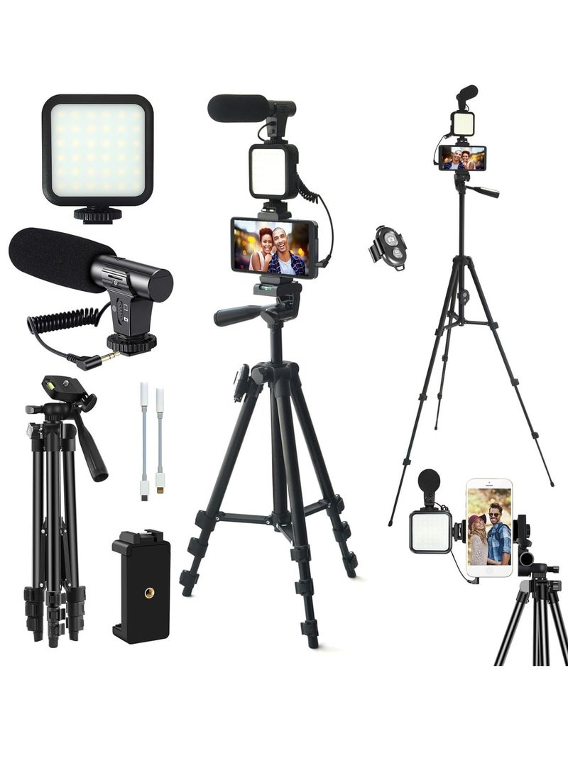 YouTube Vlogging Starter Kit – Complete Video Setup with HD Camera, Microphone, Tripod, LED Ring Light, and Essential Accessories for Beginners and Content Creators – Perfect for High-Quality Video Creation