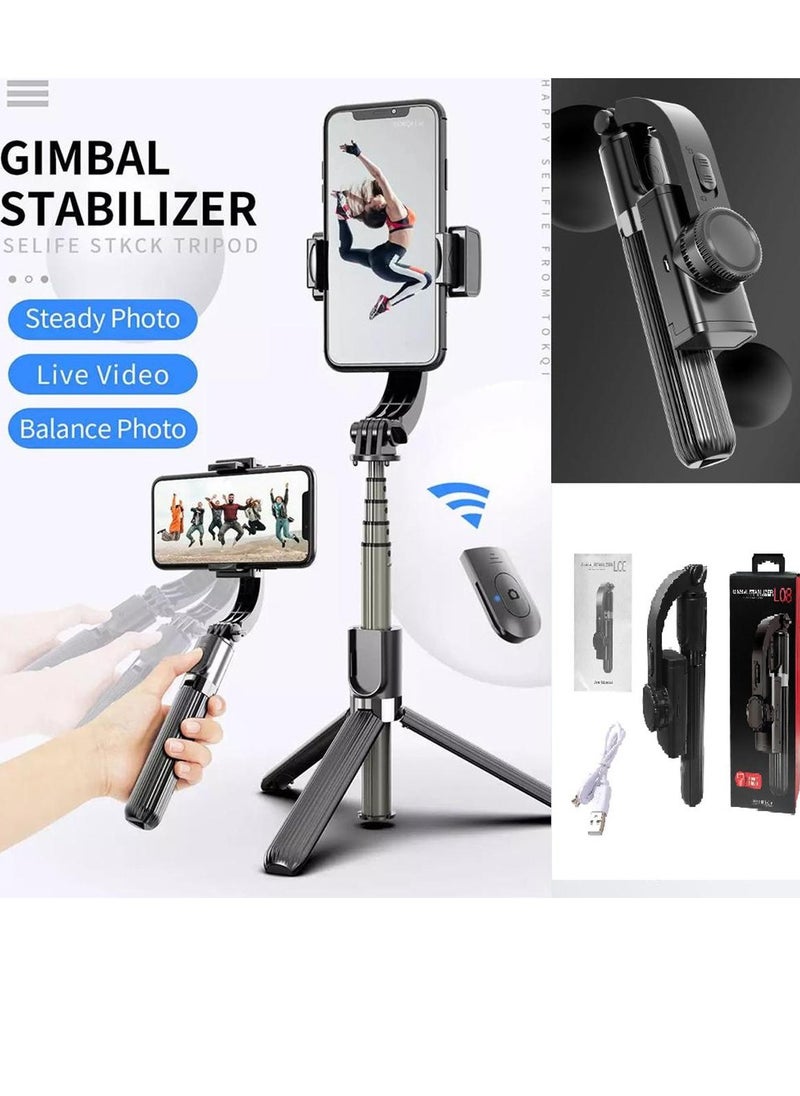 L08 Bluetooth Handheld Gimbal Stabilizer Mobile Phone Selfie Stick Holder Adjustable Selfie Stand With tripod