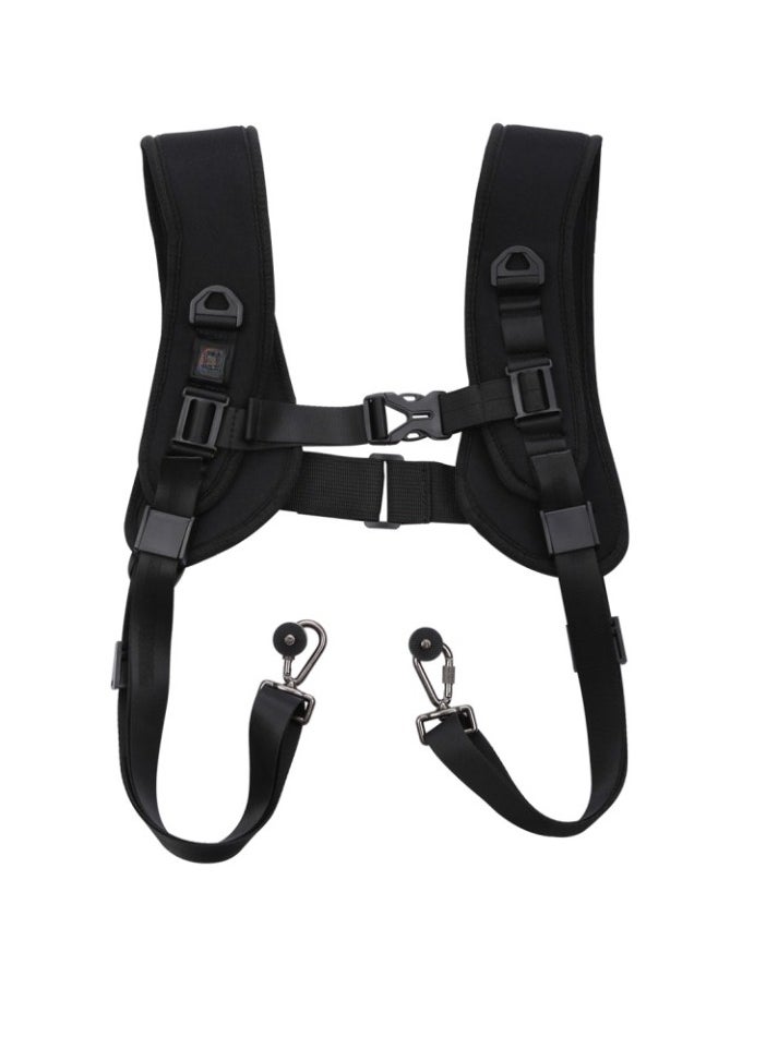 Professional Camera Dual Shoulder Harness, Quick Release DSLR Strap, Black, Adjustable Comfort Sling