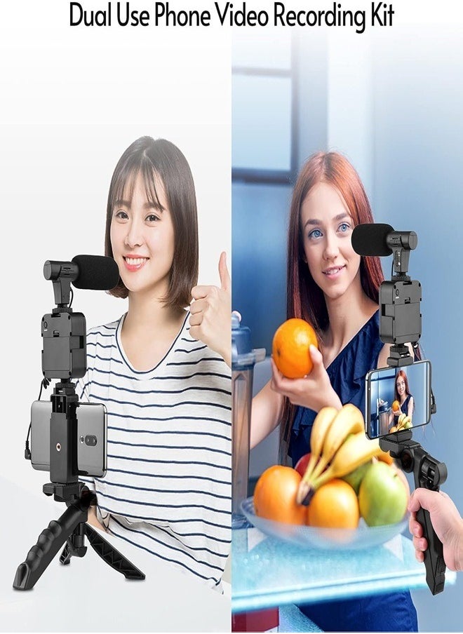 PLOKAMA PK-773 Video Vlogger Kit Microphone LED Fill Light Mini Tripod for Phone Vlog Video Recording