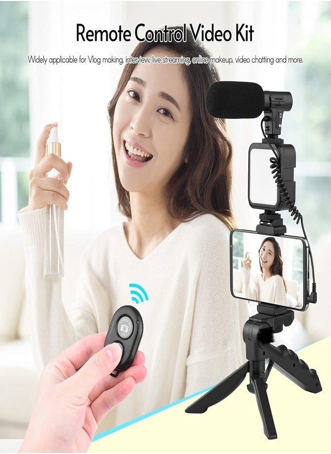 PLOKAMA PK-773 Video Vlogger Kit Microphone LED Fill Light Mini Tripod for Phone Vlog Video Recording