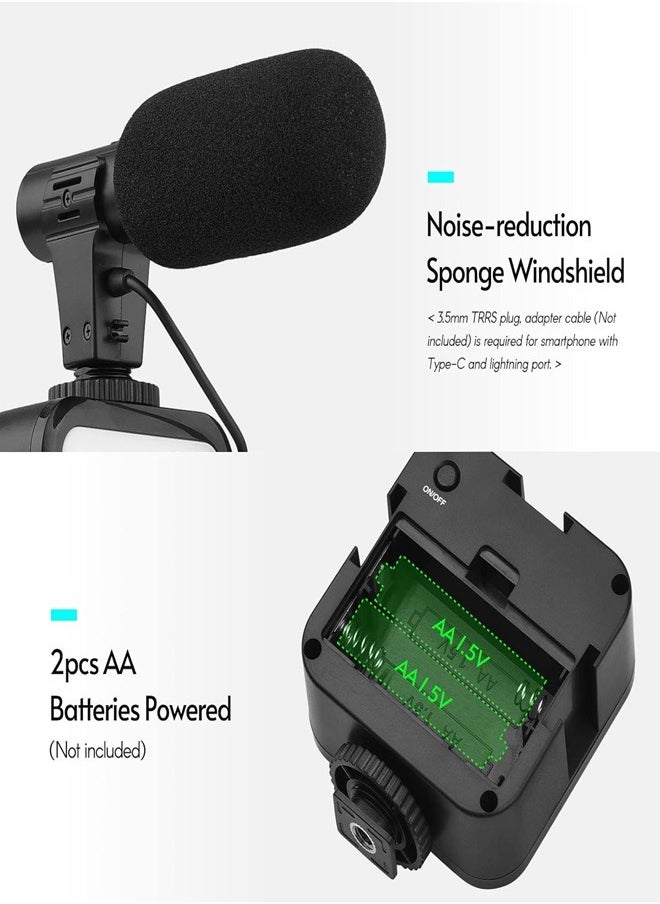 PLOKAMA PK-773 Video Vlogger Kit Microphone LED Fill Light Mini Tripod for Phone Vlog Video Recording