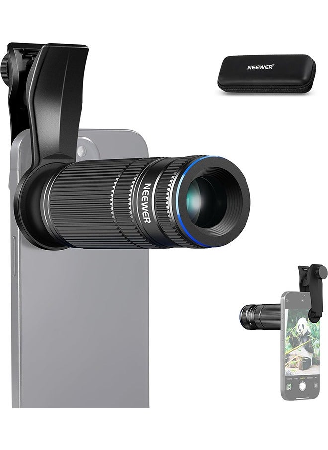 NEEWER 7X Telephoto Lens with Phone Lens Clip Compatible with iPhone Samsung, 15 Elements 12 Groups 7X Magnification Phone Lens for 17mm Thread Phone Cage/Phone Case/Backplate, LS-36 PRO